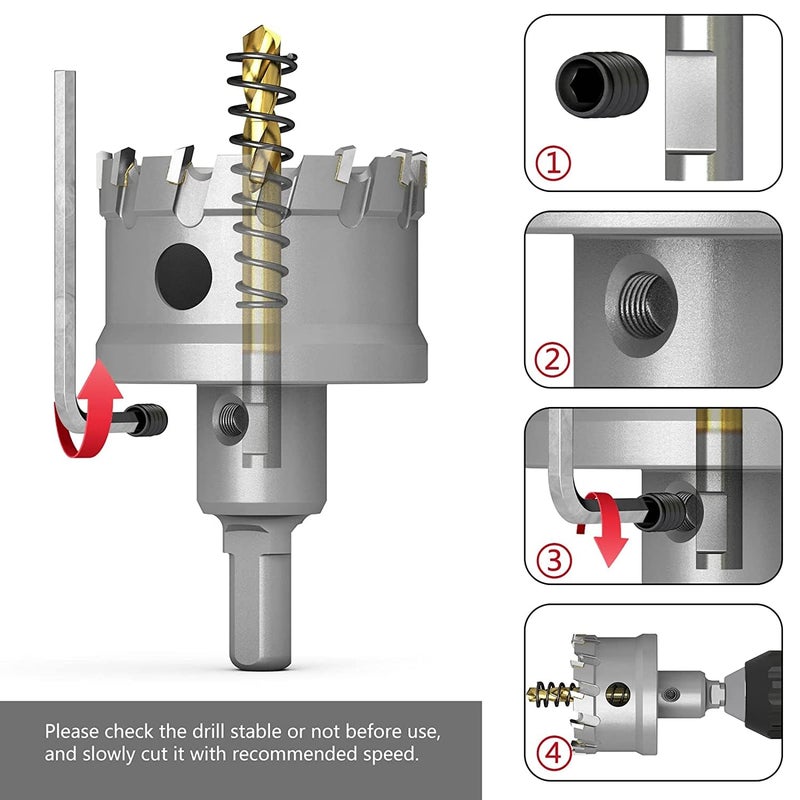 GSTK Upgrade Heavy Duty Carbide Hole Saw,Metal Steel Hole Saw Drill Bit,TCT Hole Cutter-Alloy Hardness Upgrade, Life Upgrade,Use for Stainless Steel, mild Steel, Iron, Copper,etc (13mm|1/2") - Image 5